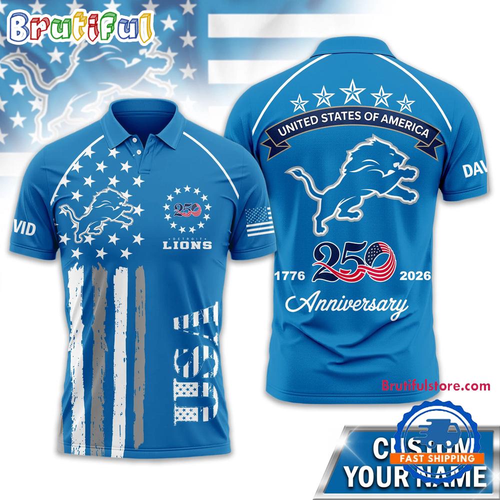 Detroit Lions 2026 NFL American Semiquincentennial 250th Anniversary Polo Shirt