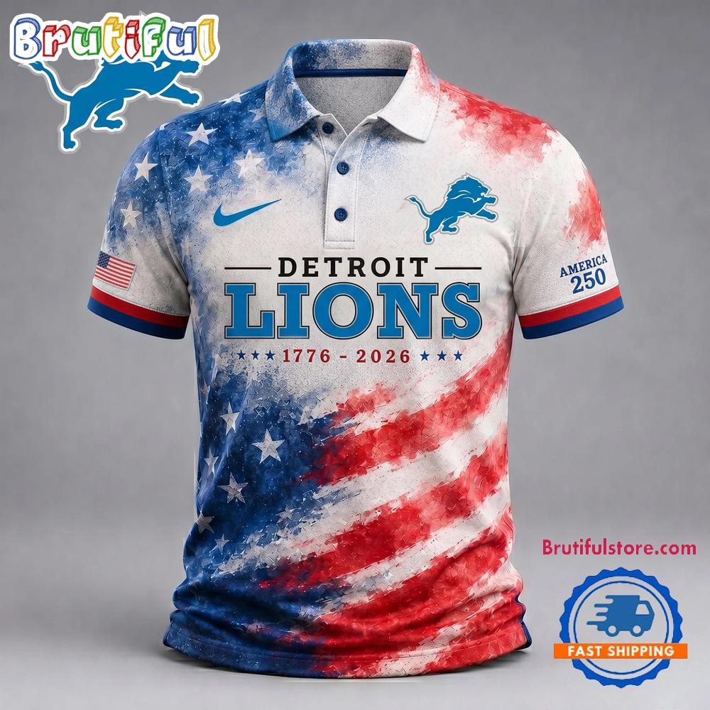 Detroit Lions NFL America 250 Years Of Freedom 1776-2026 New Design Polo Shirt
