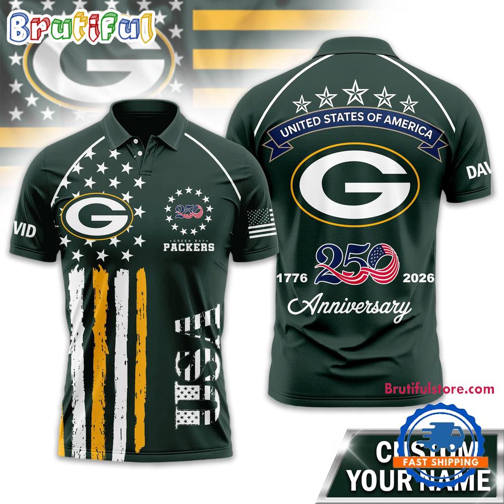 Green Bay Packers 2026 NFL American Semiquincentennial 250th Anniversary Polo Shirt