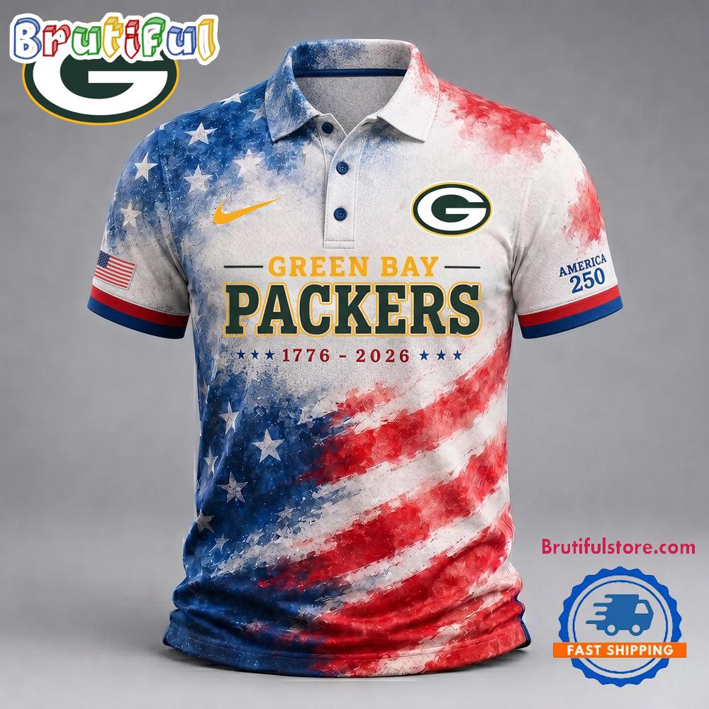 Green Bay Packers NFL America 250 Years Of Freedom 1776-2026 New Design Polo Shirt