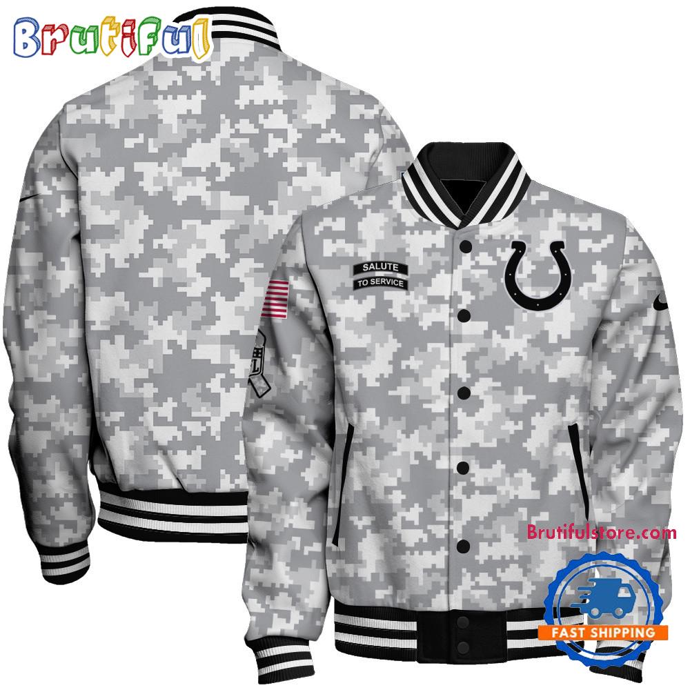 Indianapolis Colts National Football League Arctic Camo Salute To Service Veterans Varsity Jacket