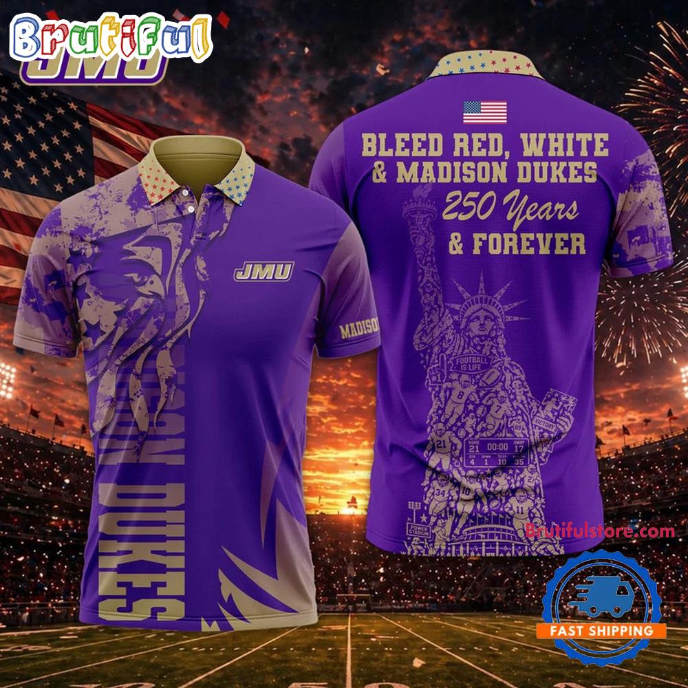 James Madison Dukes 2026 NCAA Independance Day Design Polo Shirt
