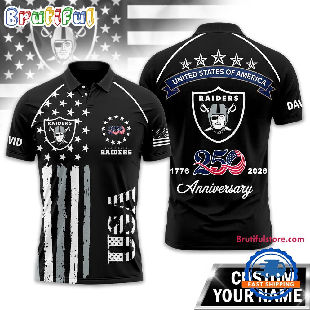 Las Vegas Raiders 2026 NFL American Semiquincentennial 250th Anniversary Polo Shirt