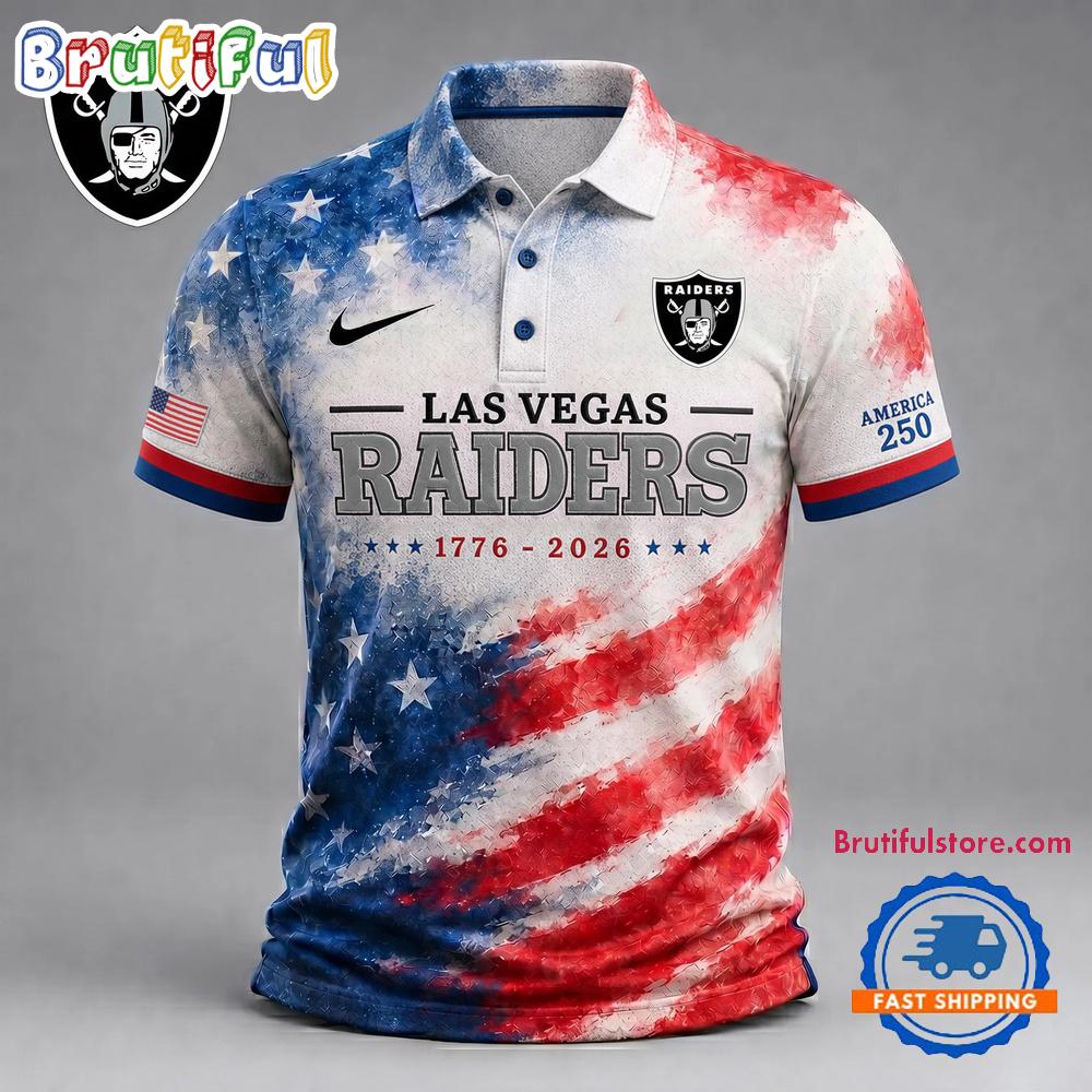 Las Vegas Raiders NFL America 250 Years Of Freedom 1776-2026 New Design Polo Shirt