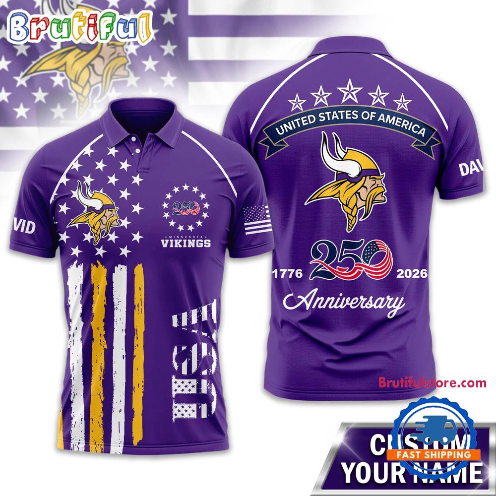 Minnesota Vikings 2026 NFL American Semiquincentennial 250th Anniversary Polo Shirt