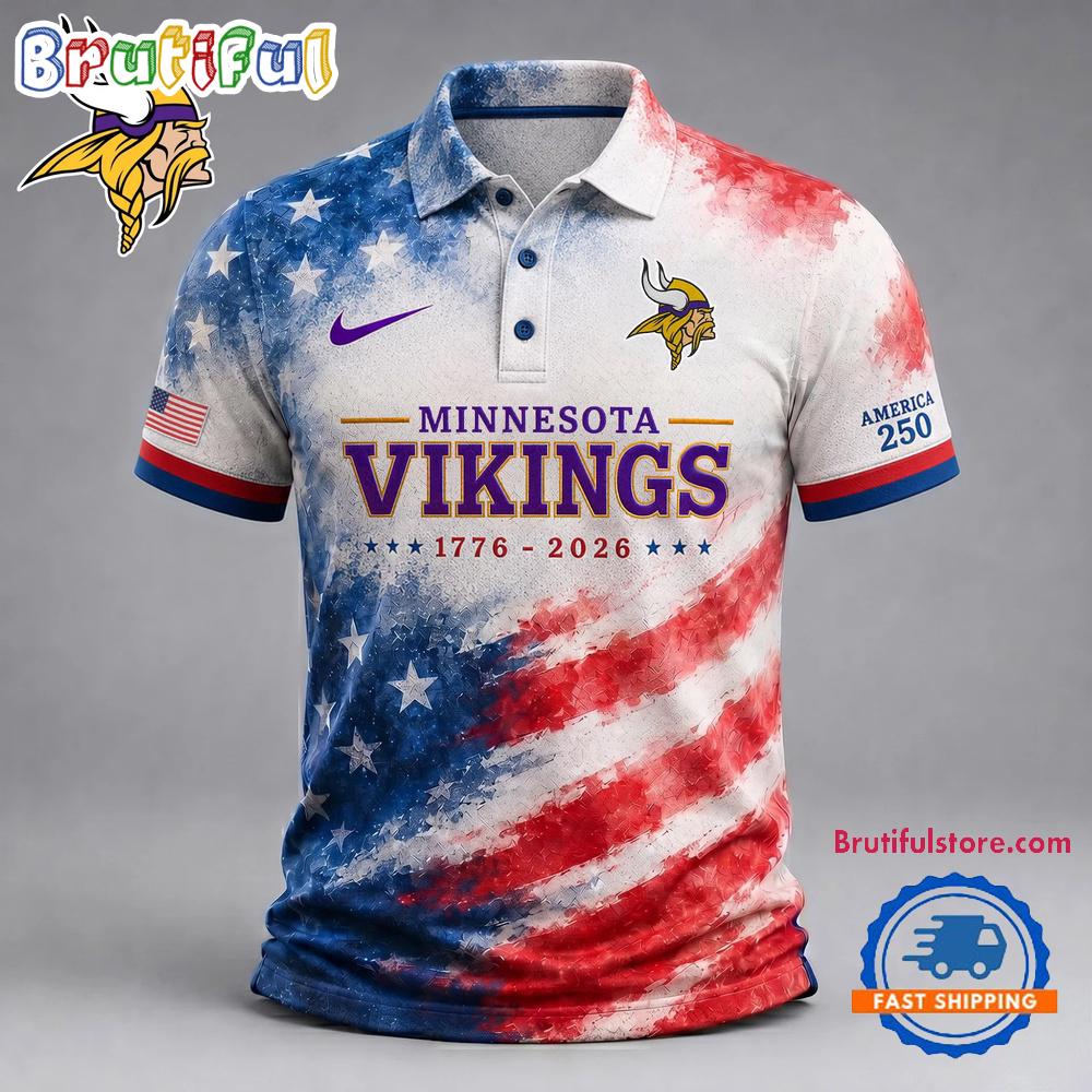 Minnesota Vikings NFL America 250 Years Of Freedom 1776-2026 New Design Polo Shirt