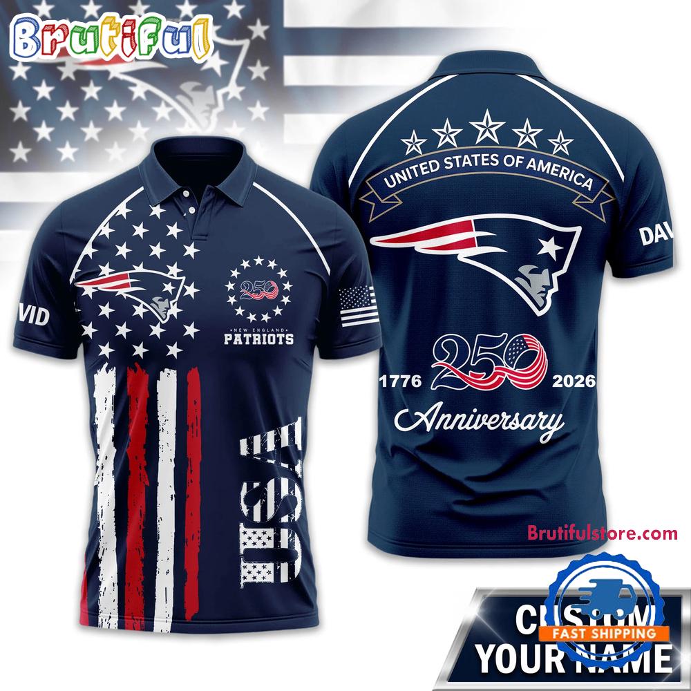 New England Patriots 2026 NFL American Semiquincentennial 250th Anniversary Polo Shirt