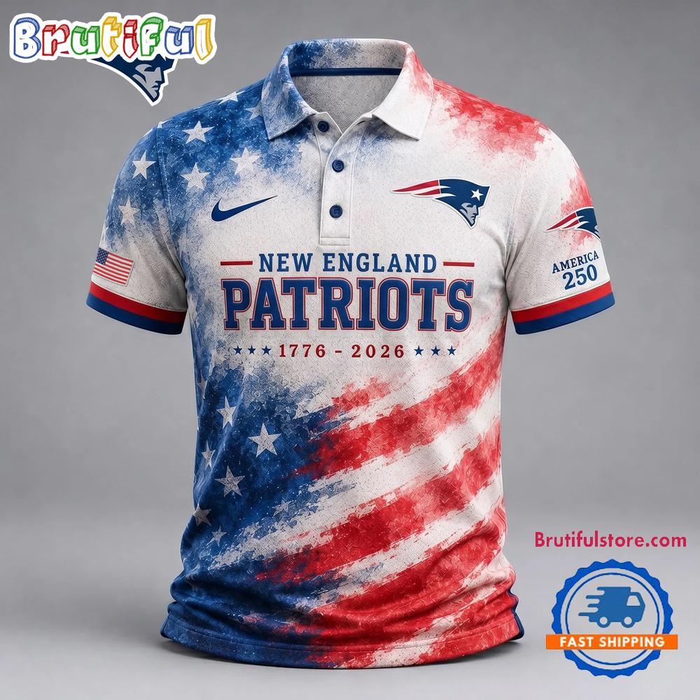 New England Patriots NFL America 250 Years Of Freedom 1776-2026 New Design Polo Shirt