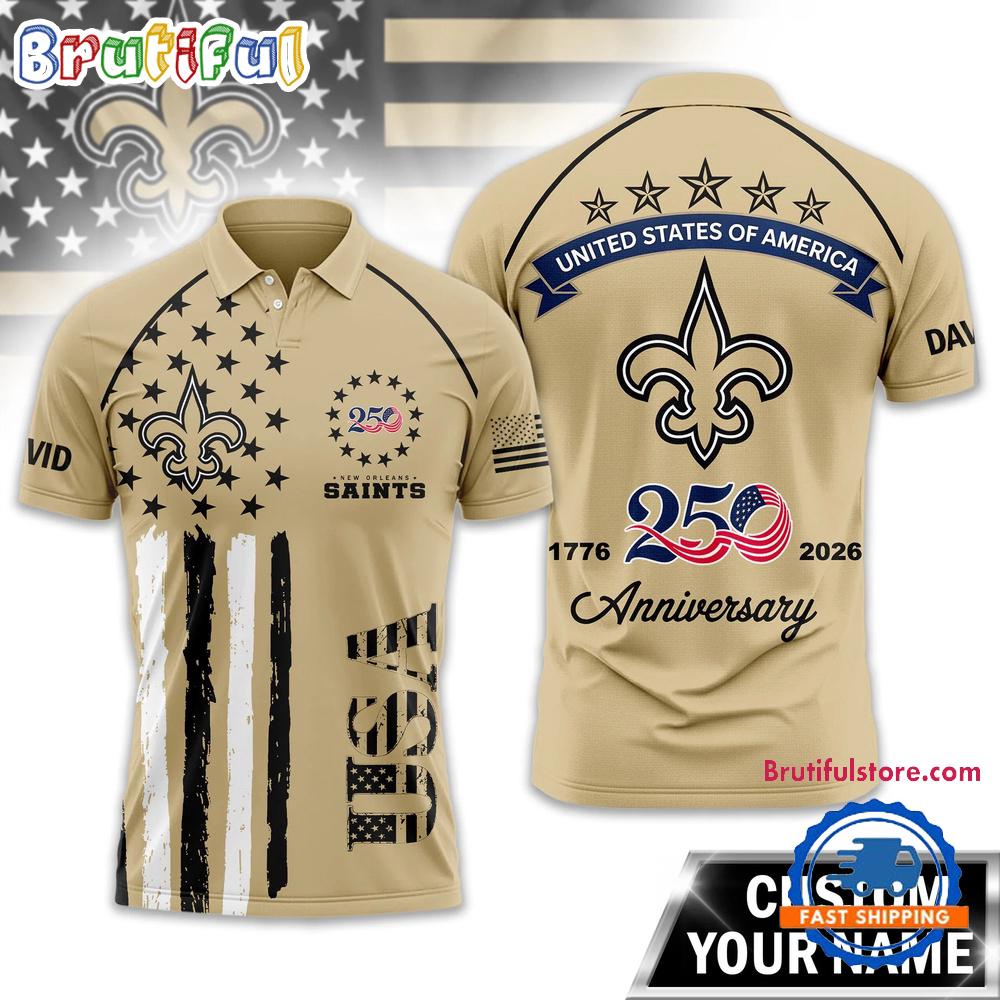 New Orleans Saints 2026 NFL American Semiquincentennial 250th Anniversary Polo Shirt