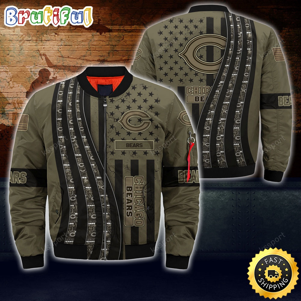 NFL Chicago Bears Bomber Jacket Camo For Fans