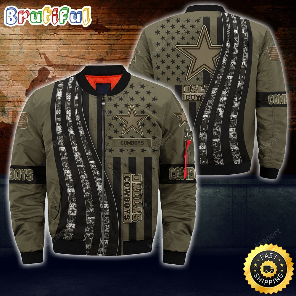 NFL Dallas Cowboys Bomber Jacket Camo For Fans