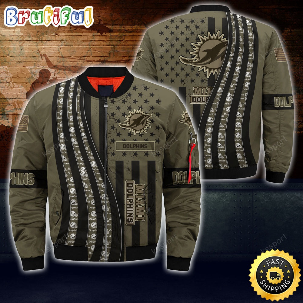 NFL Miami Dolphins Bomber Jacket Camo For Fans