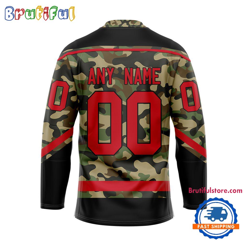 NHL Carolina Hurricanes Camo Veterans Custom Hockey Jersey
