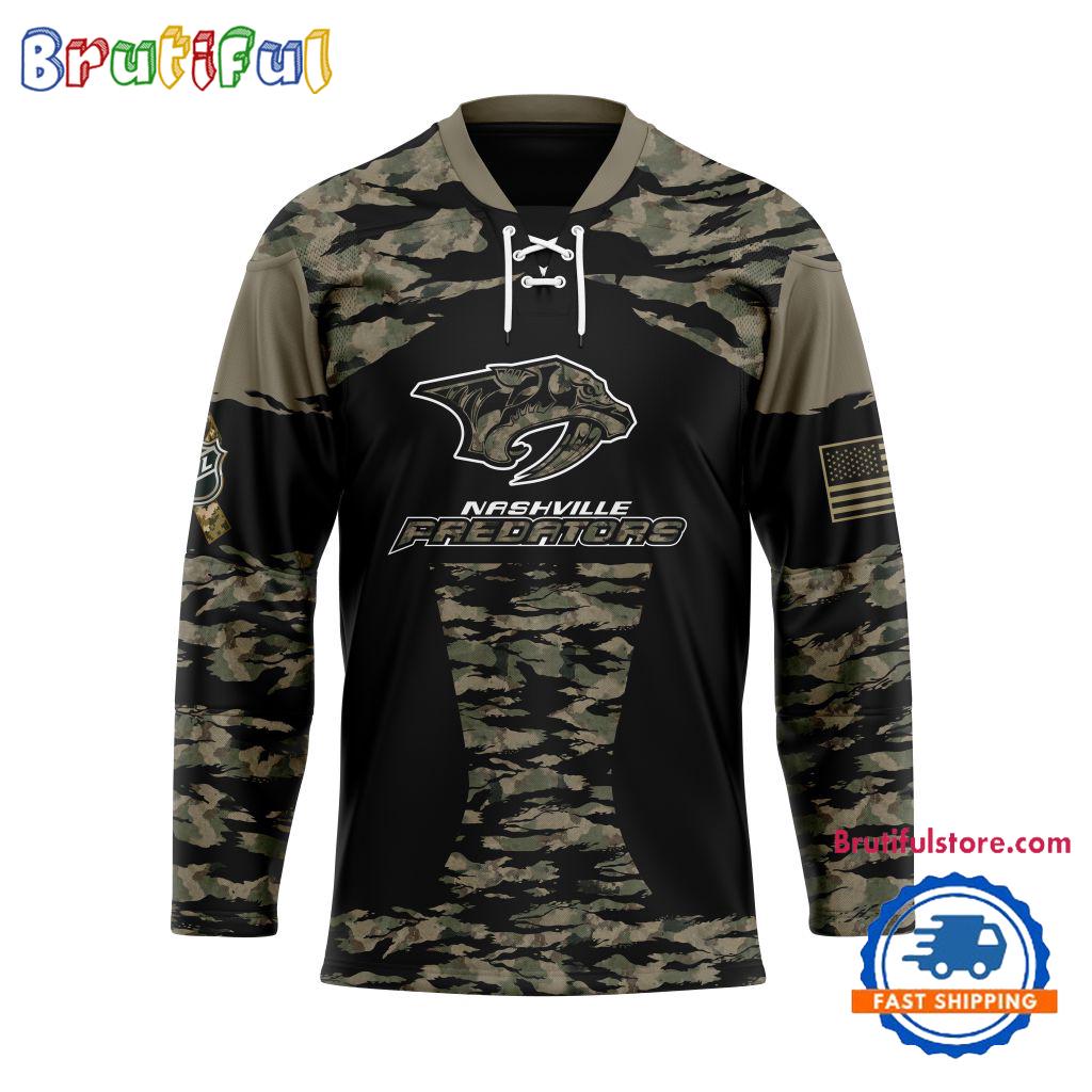NHL Nashville Predators Custom Honoring Veterans Camo Hockey Jersey