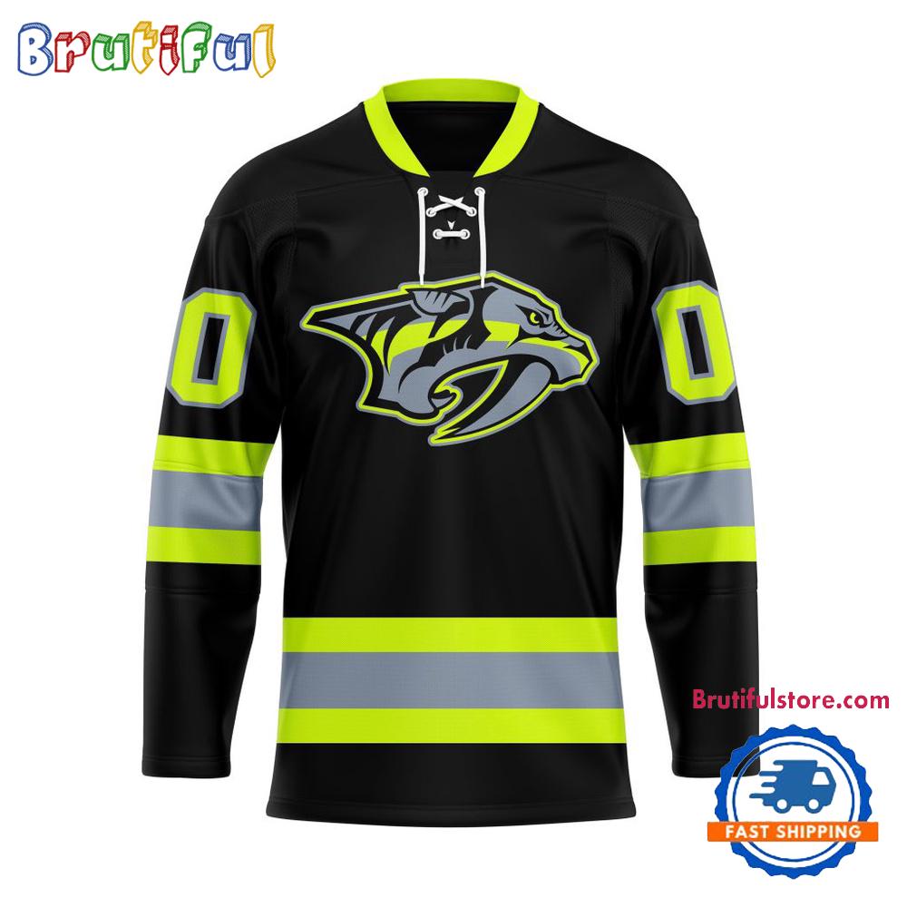 NHL Nashville Predators Honoring Firefighters Lace Hockey Jersey