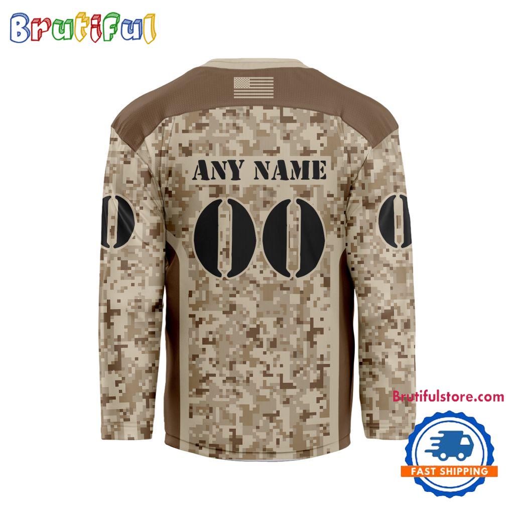 NHL Tampa Bay Lightning Special Veterans Military Desert Camouflage Design Hockey Jersey