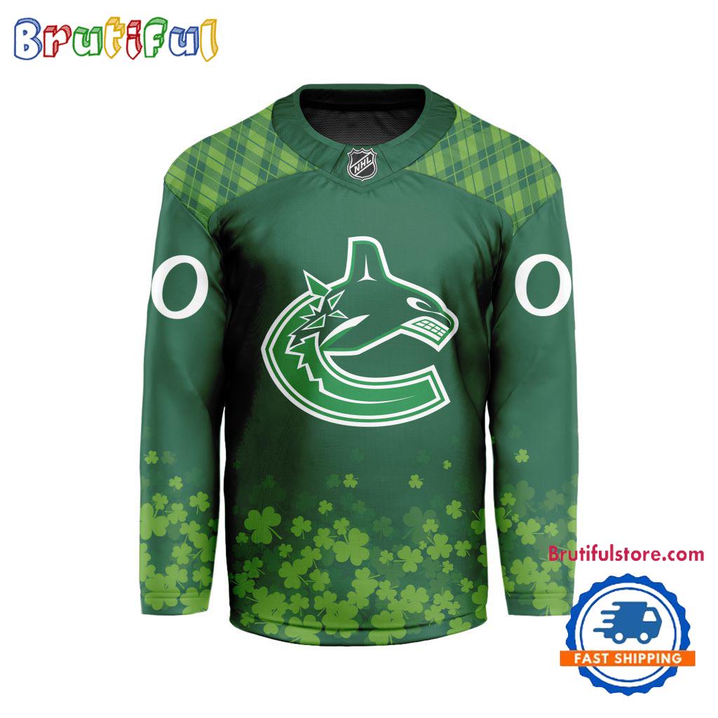 NHL Vancouver Canucks St.Patrick's Day New Design Hockey Jersey, NHL Patricks Day Jersey