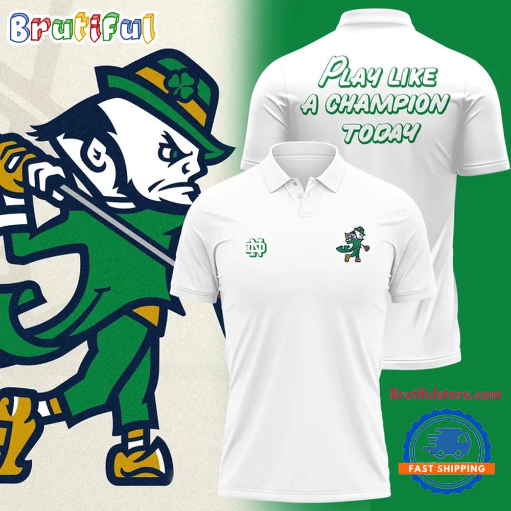 Notre Dame Fighting Irish Golf White Performance Polo Shirt