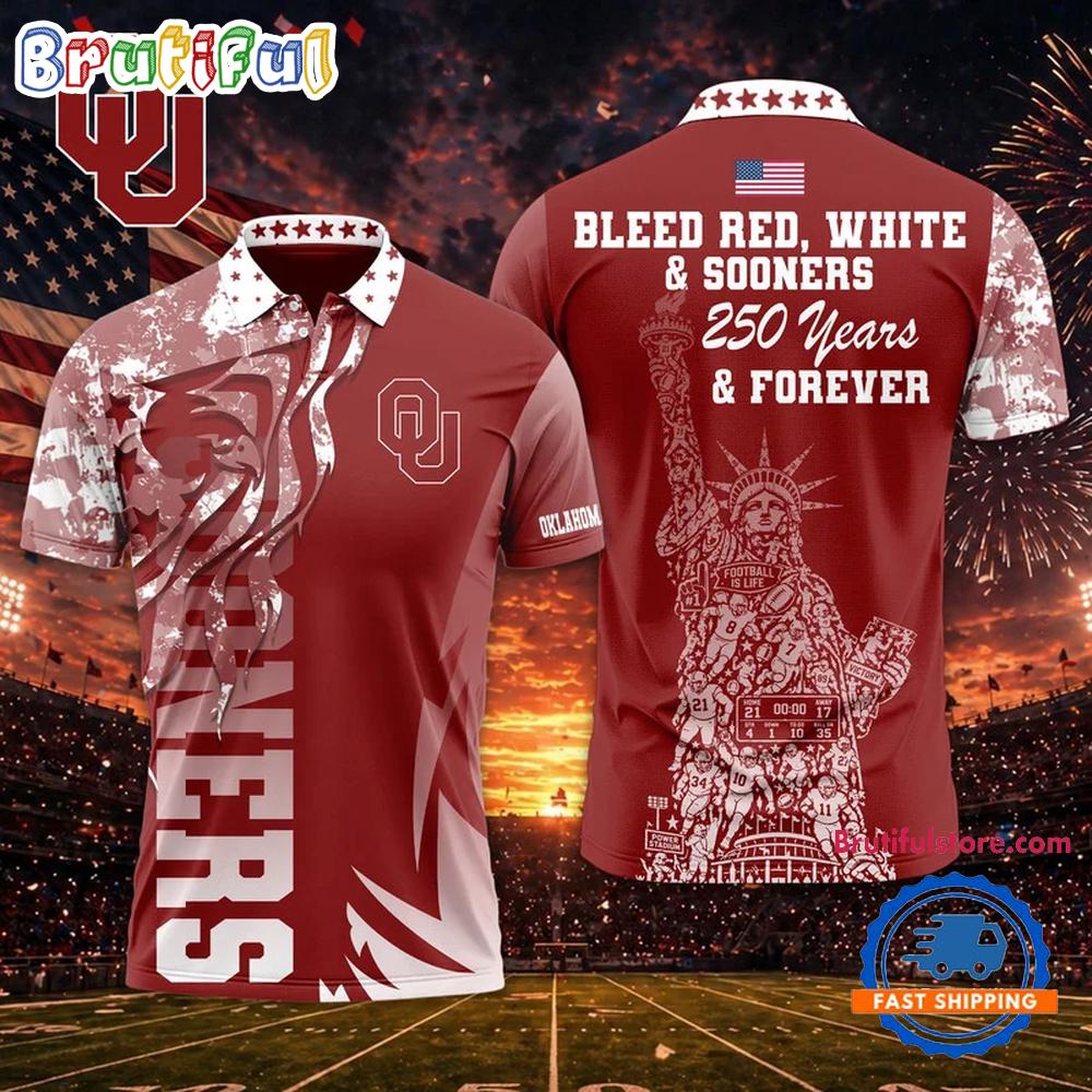 Oklahoma Sooners 2026 NCAA Independance Day Design Polo Shirt