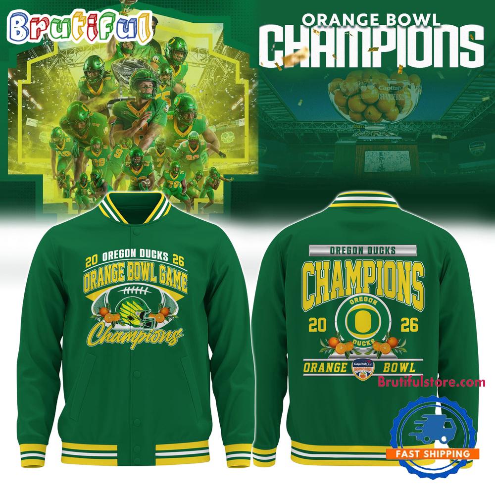 Oregon Ducks Football 2026 Orange Bowl Champions Limited Edition Green Bomber Jacket