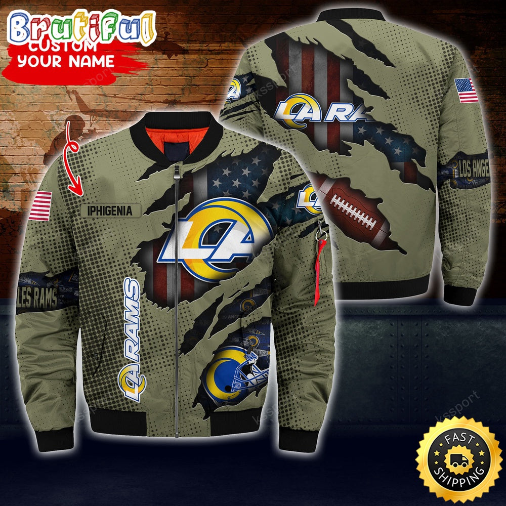 Personalized NFL Los Angeles Rams Bomber Jacket Iconic Bomber Look