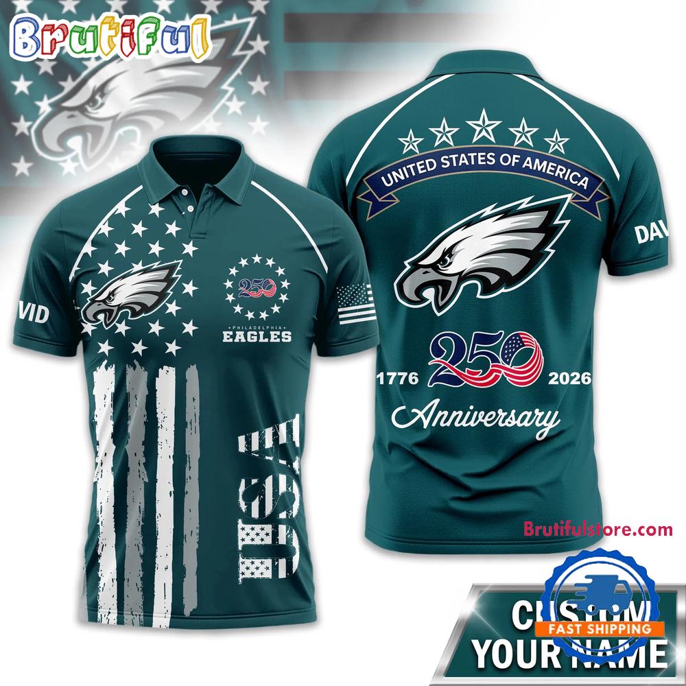 Philadelphia Eagles 2026 NFL American Semiquincentennial 250th Anniversary Polo Shirt