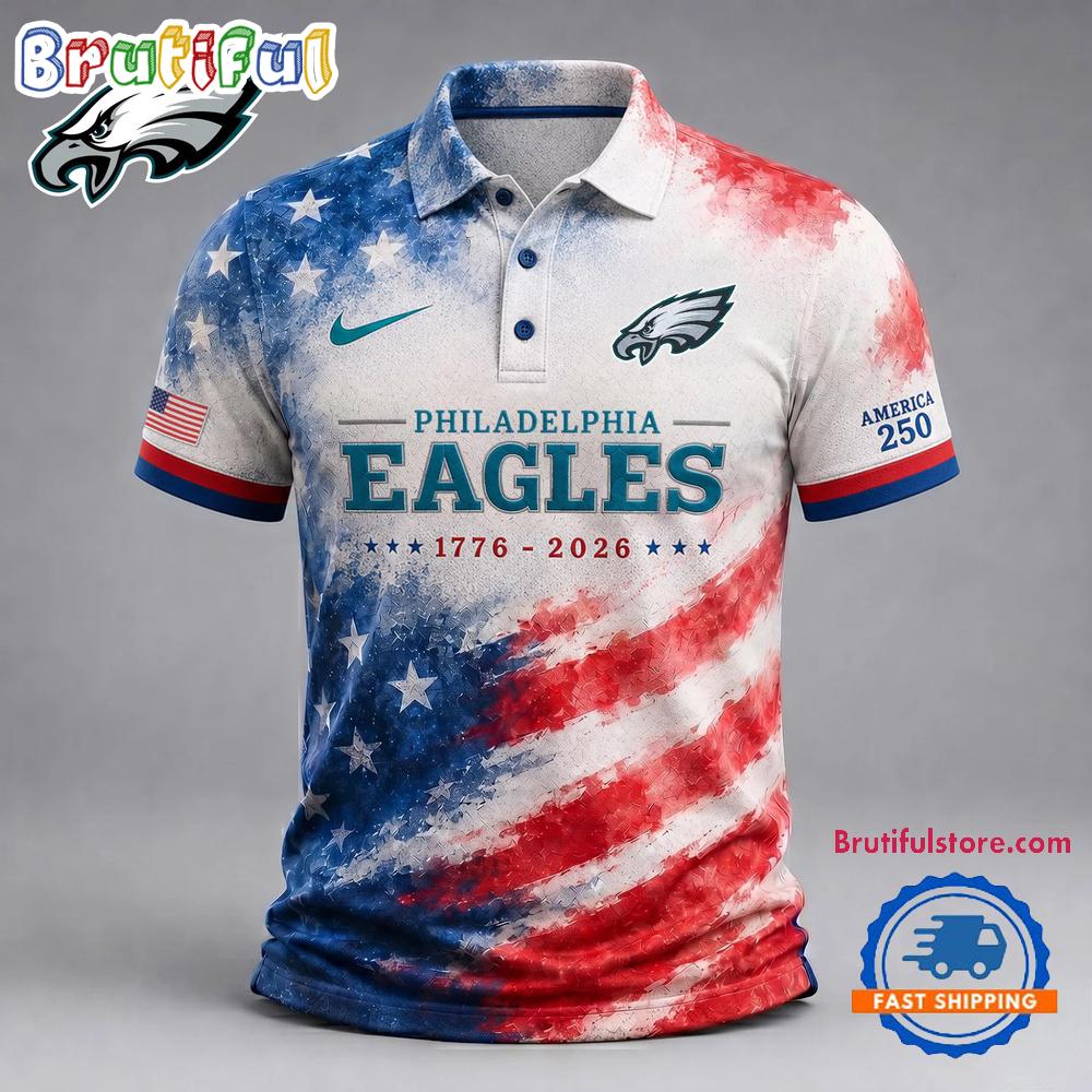 Philadelphia Eagles NFL America 250 Years Of Freedom 1776-2026 New Design Polo Shirt