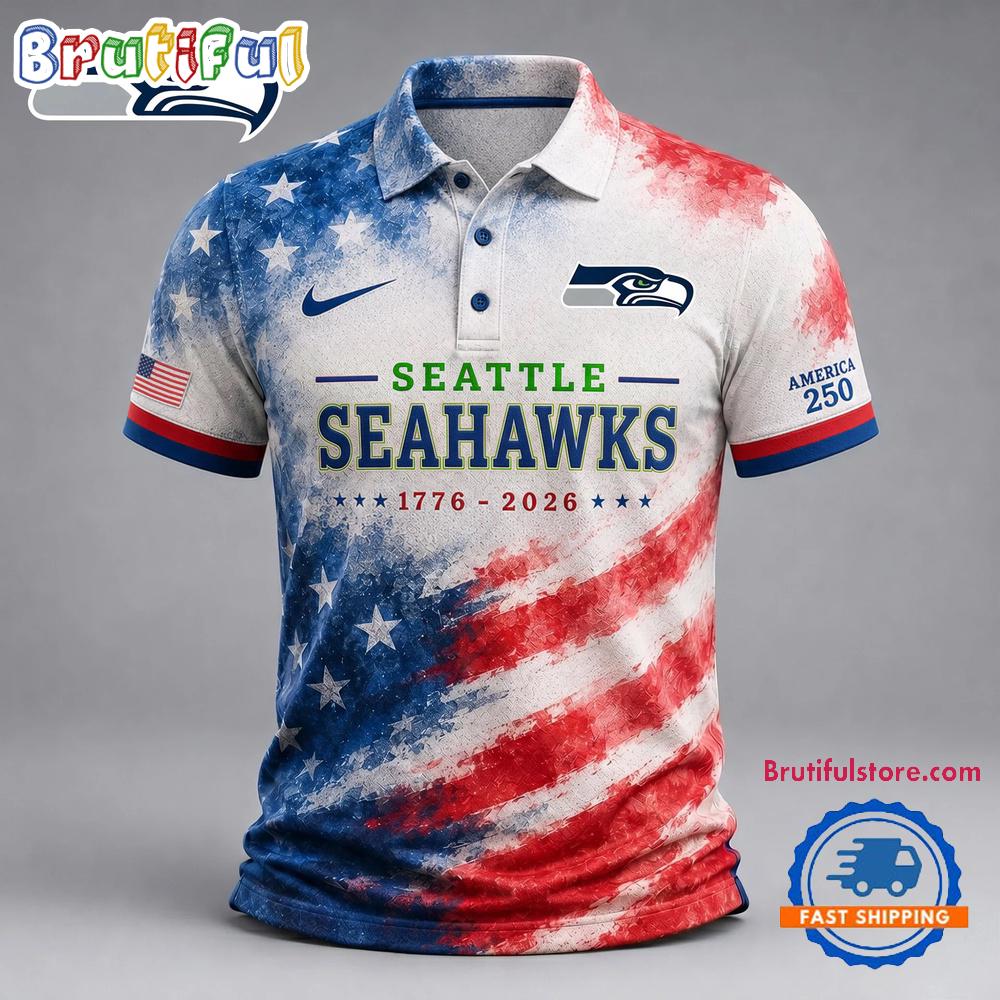 Seattle Seahawks NFL America 250 Years Of Freedom 1776-2026 New Design Polo Shirt