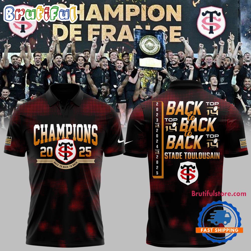 Stade Toulousain Champions TOP 14 Rugby 2025 Back to Back Polo Shirt