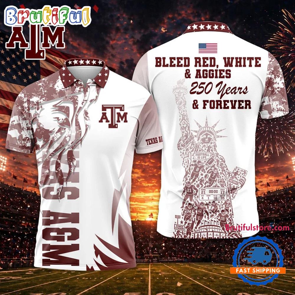 Texas A&M Aggies 2026 NCAA Independance Day Design Polo Shirt