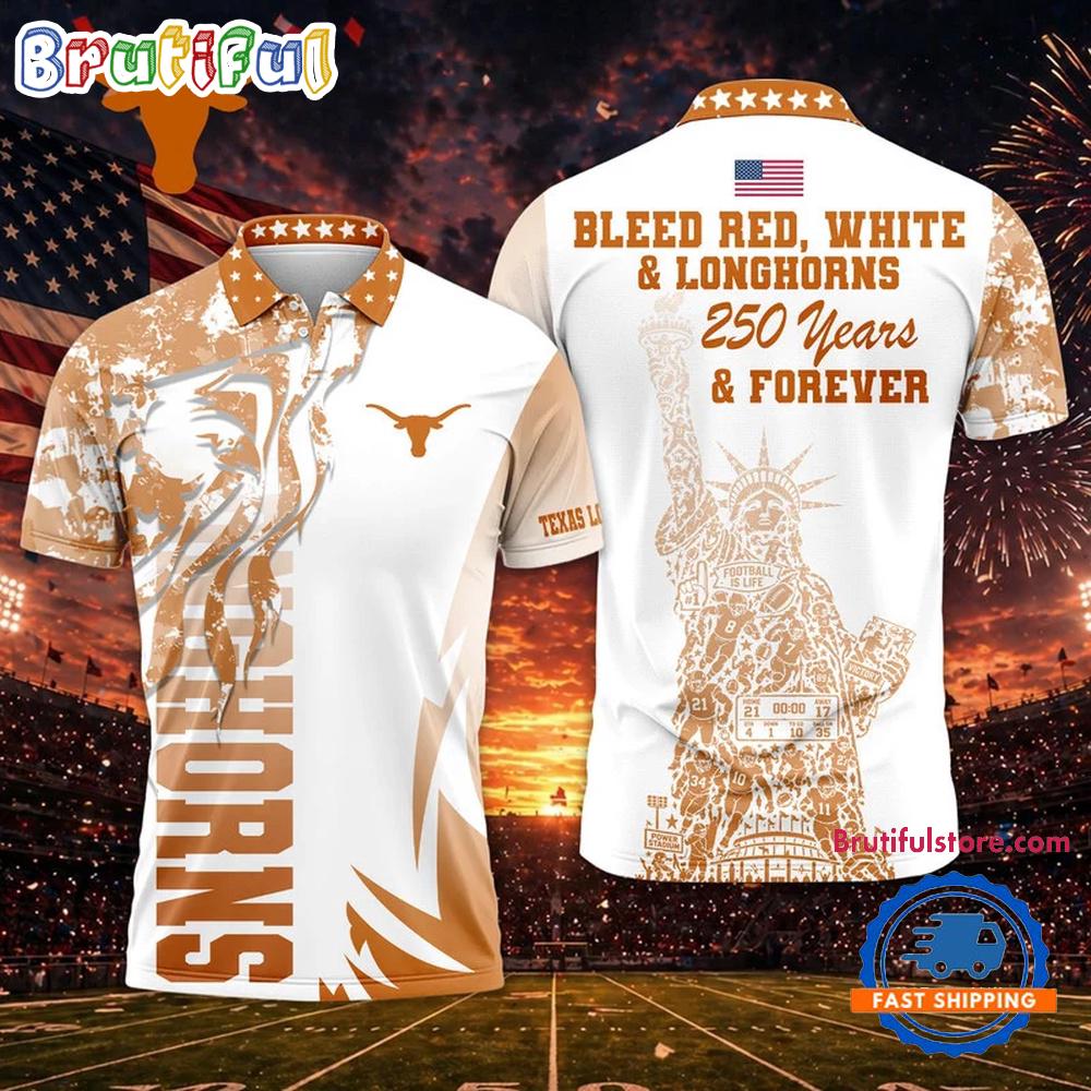 Texas Longhorns 2026 NCAA Independance Day Design Polo Shirt