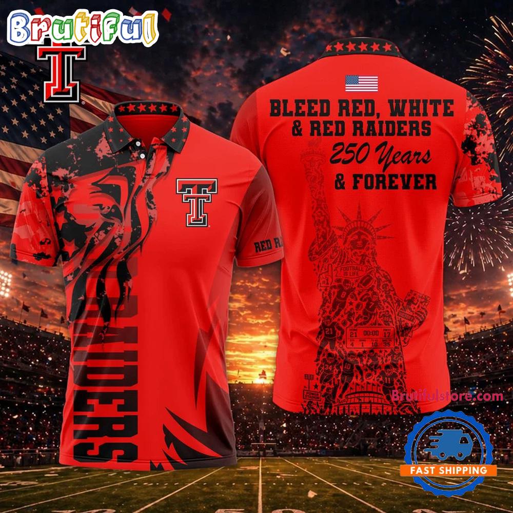 Texas Tech Red Raiders 2026 NCAA Independance Day Design Polo Shirt