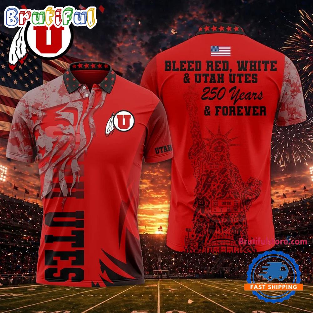 Utah Utes 2026 NCAA Independance Day Design Polo Shirt