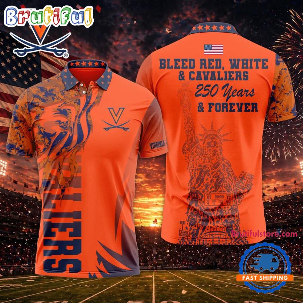 Virginia Cavaliers 2026 NCAA Independance Day Design Polo Shirt