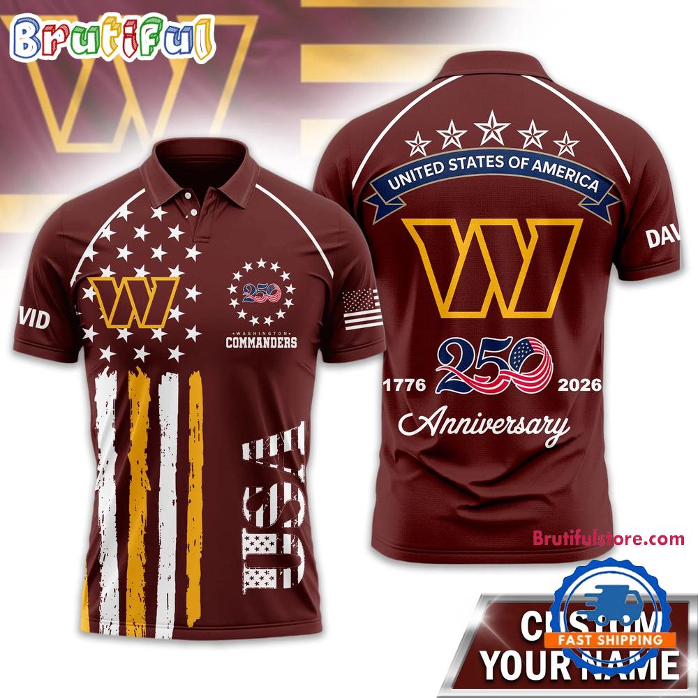 Washington Commanders 2026 NFL American Semiquincentennial 250th Anniversary Polo Shirt